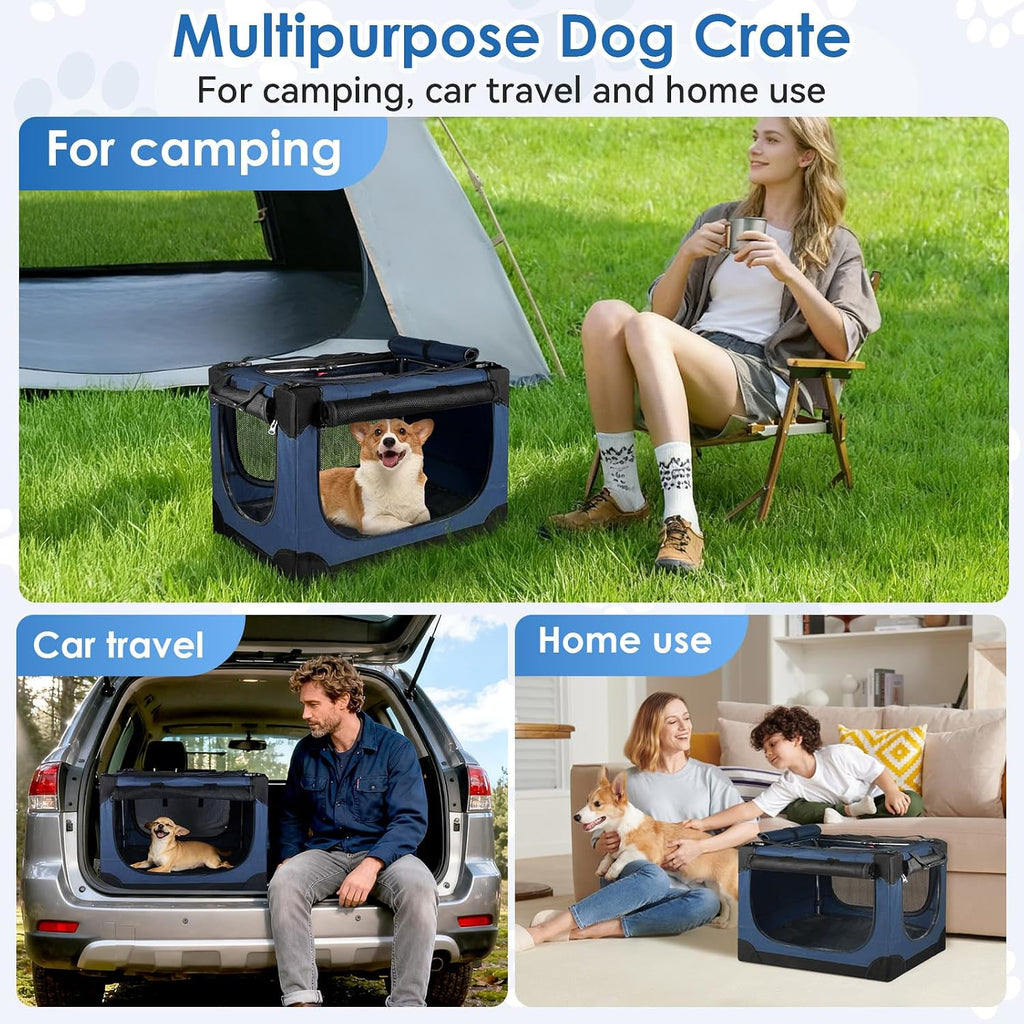 24 inch collapsible soft dog crate for small showing dimensions