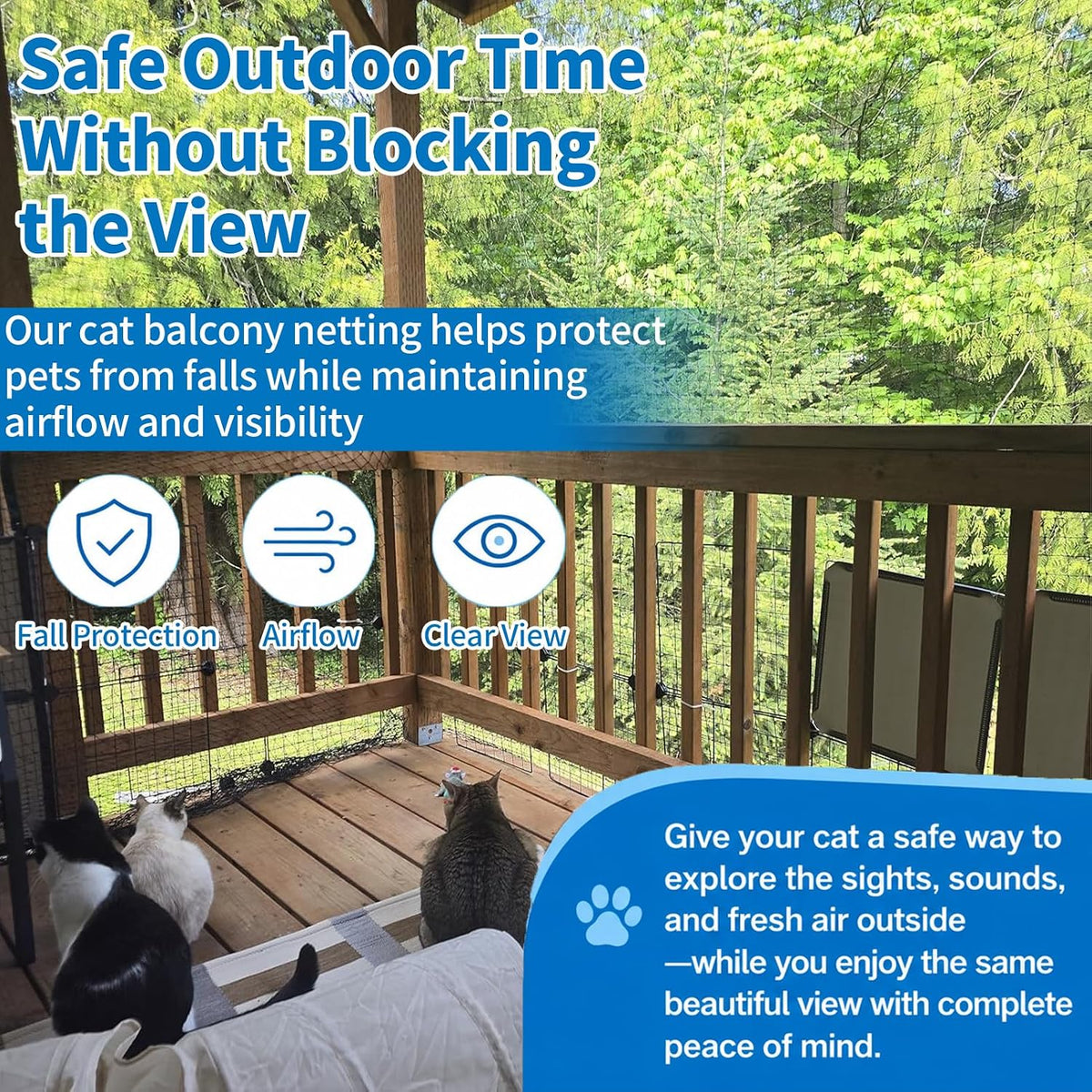 10x26ft cat netting balcony protection, anti-fall safety net showing dimensions