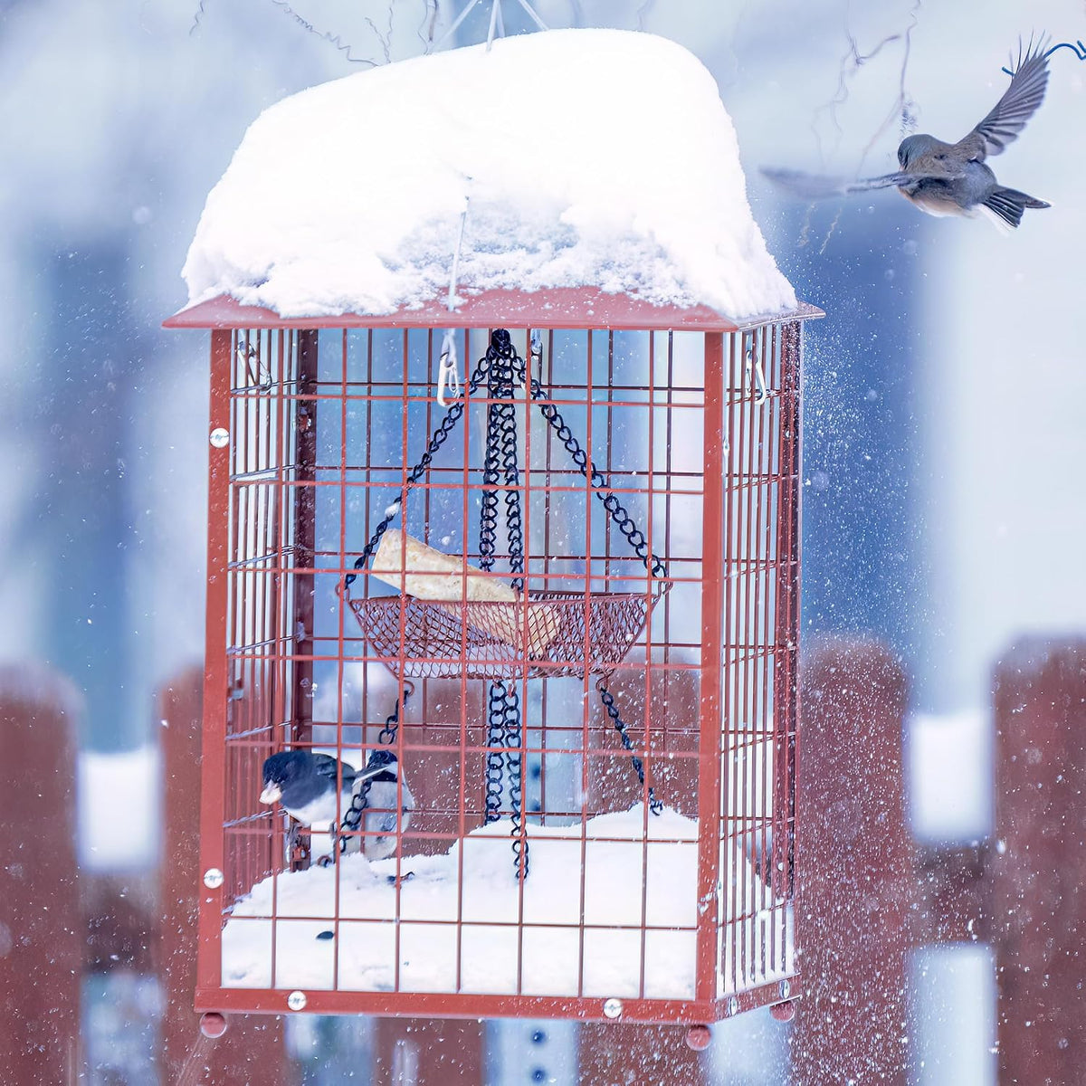 mealworm bird feeders, squirrel-proof bluebirdshanging bird feeder with, side view