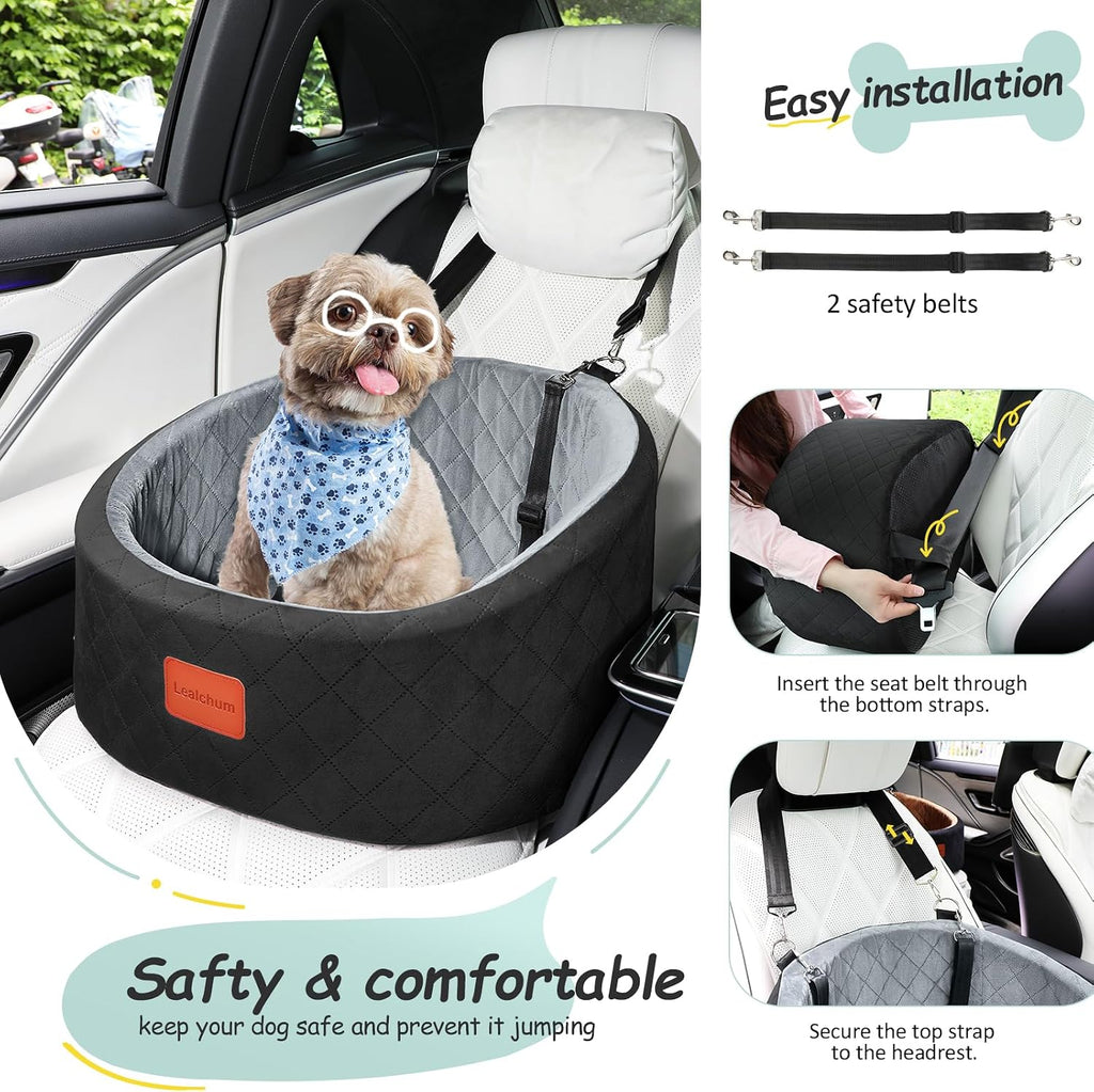 lealchum dog car seat for small dogs up, side view