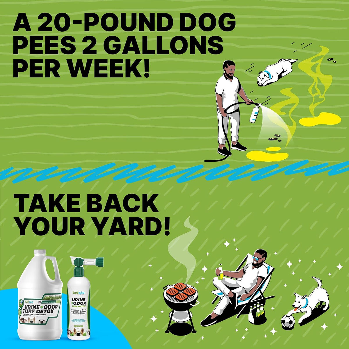 mango turf odor eliminator, dog urine yard deodorizer showing dimensions