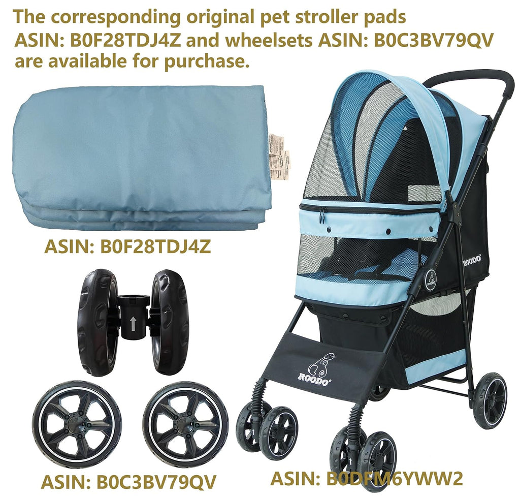roodo 4 wheel dog cat pet stroller best, front angle view