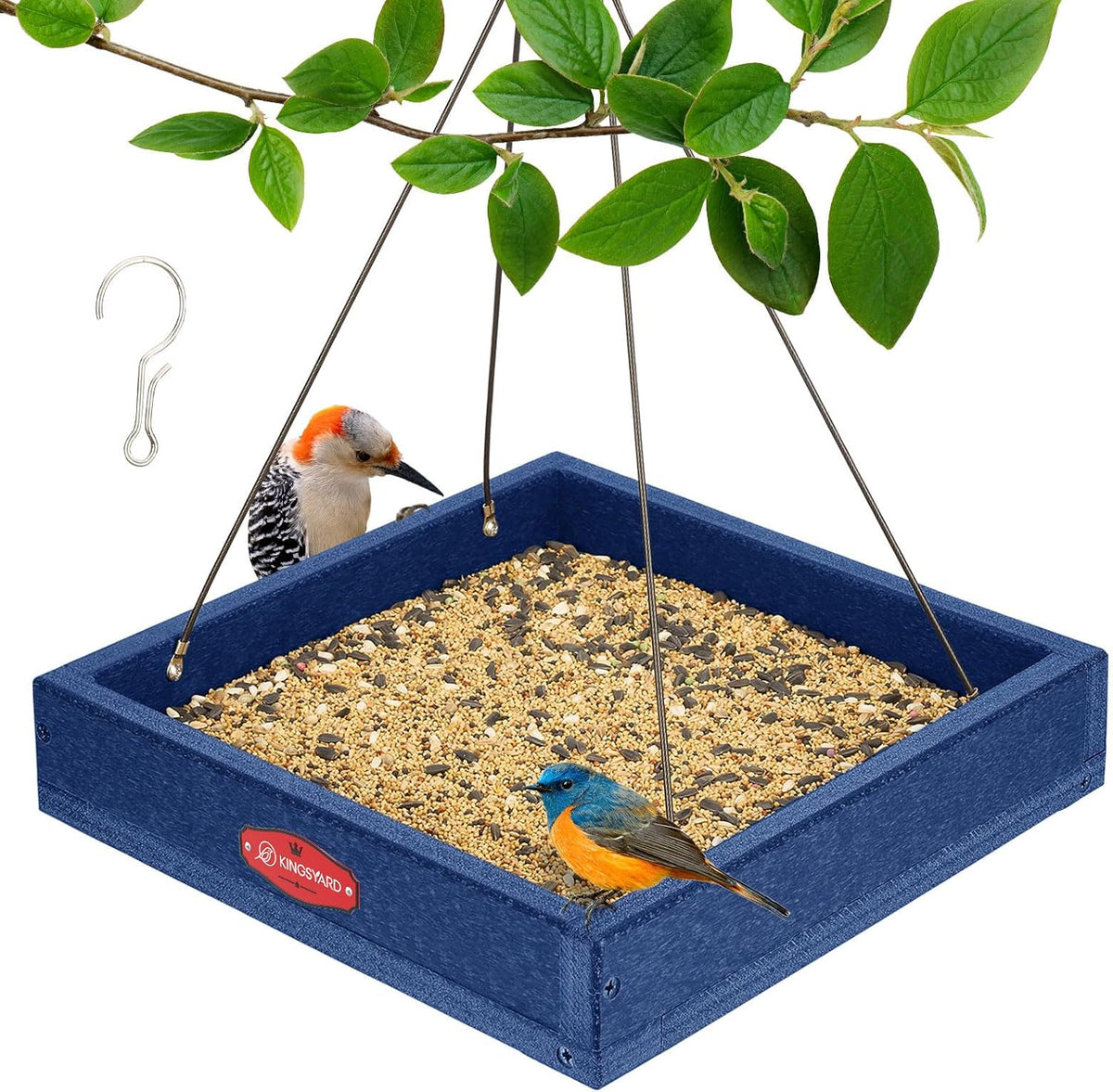 kingsyard platform bird feeder for outdoors, hanging feeding, main product view