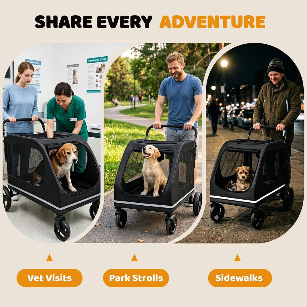 xiapia extra large dog stroller for large medium, front angle view