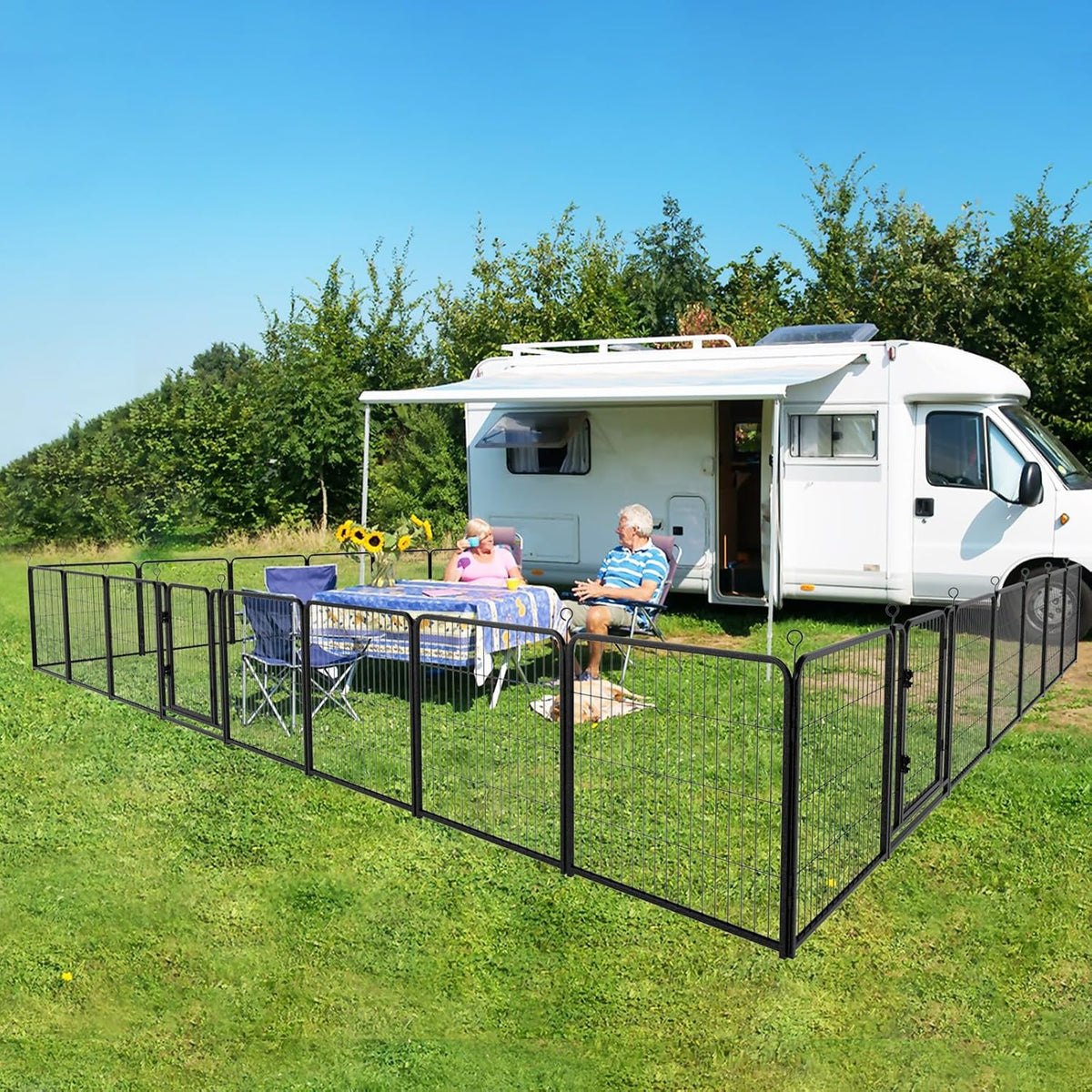 kfvigoho dog playpen outdoor extra wide 32 panels shown in use