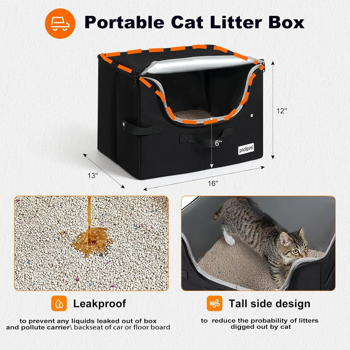 pidipiti 25x17x17 extra large expandable car cat carrier, side view