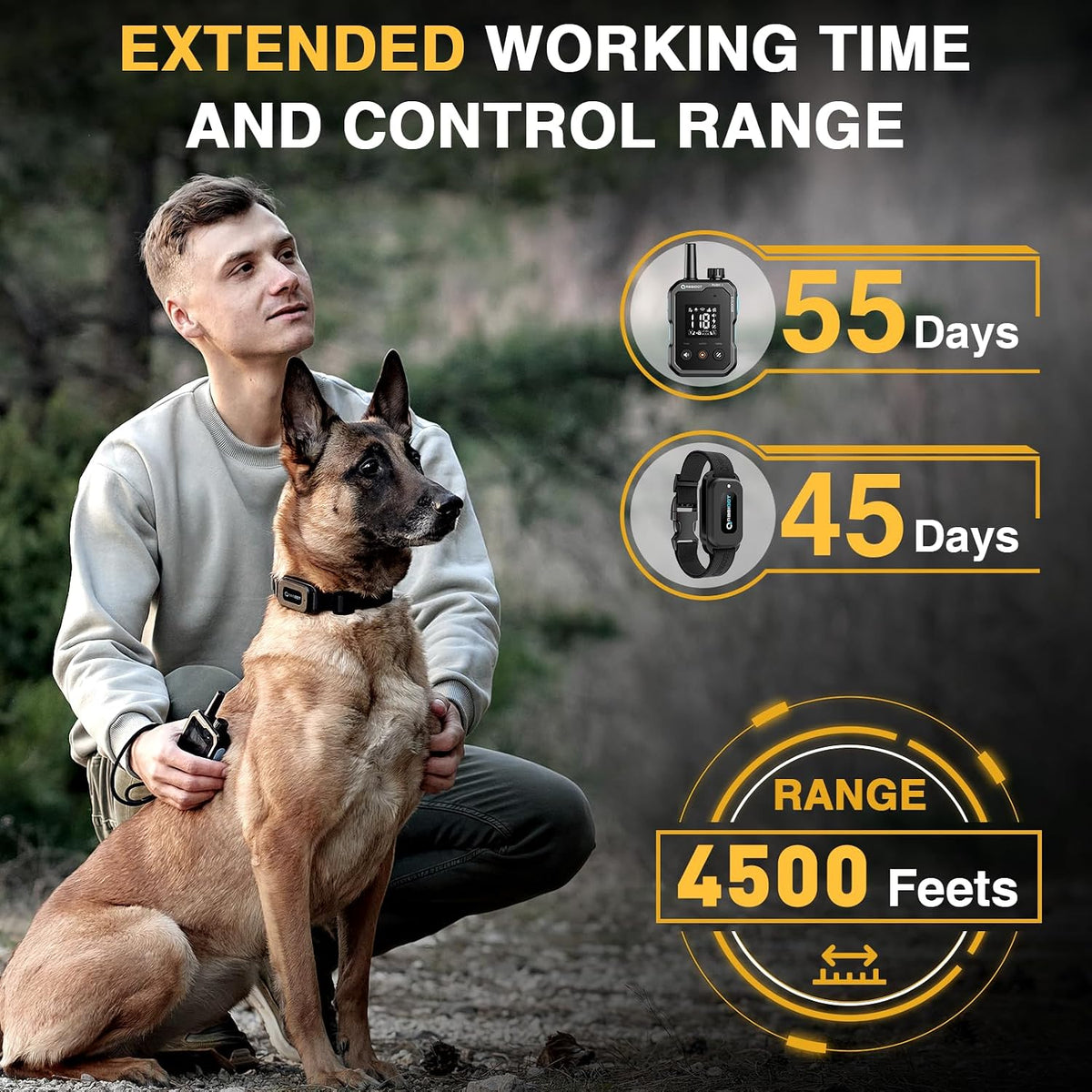 abbidot shock collar for dogs (5-120 lbs)-4500 ft showing dimensions