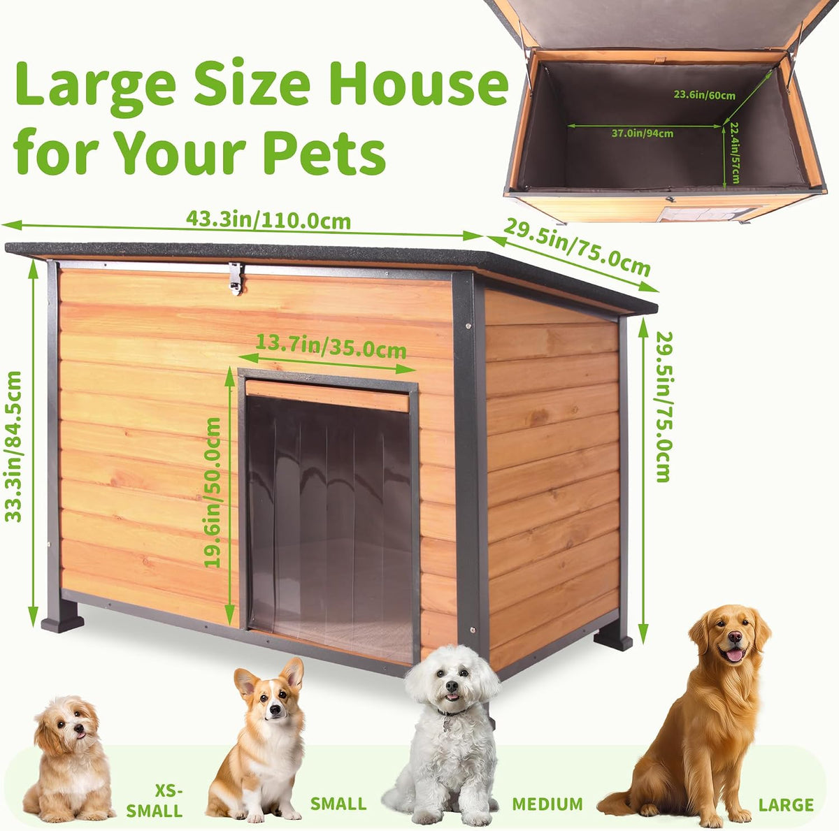 insulated dog house outdoor weatherproof, large wooden house, package contents