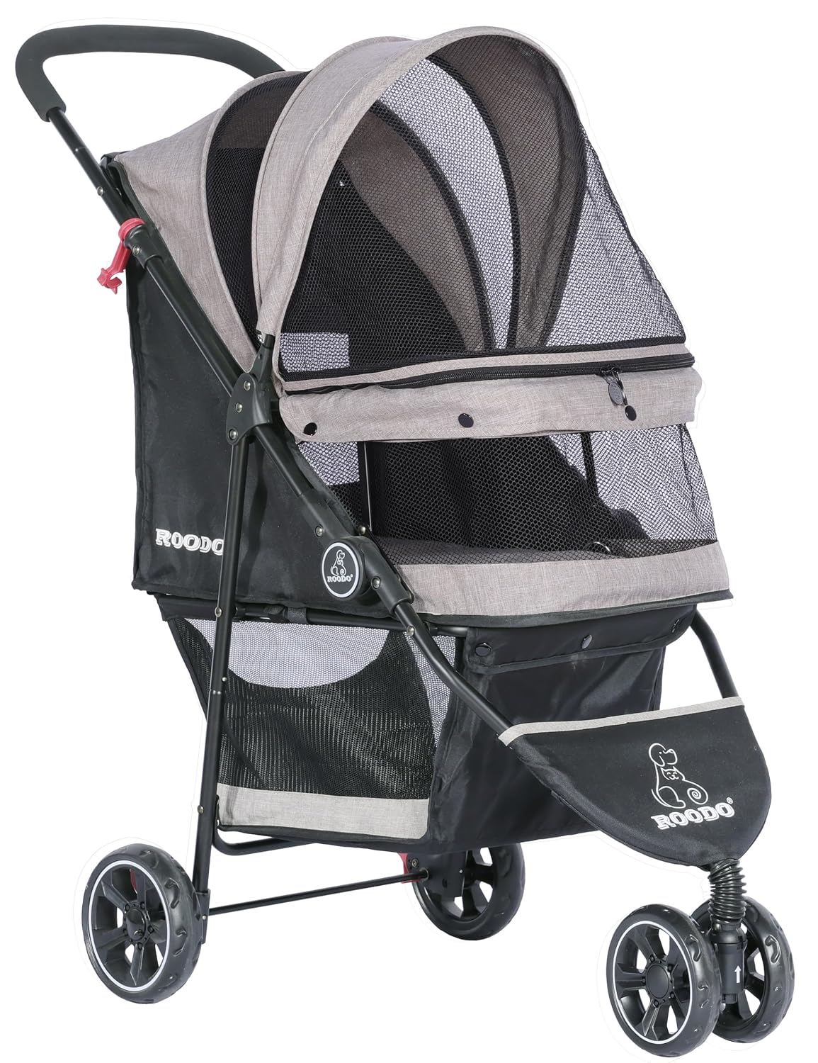 roodo 3 wheel dog pet cat stroller best, front angle view