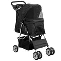 vivo black 4 wheel pet stroller for cat, main product view