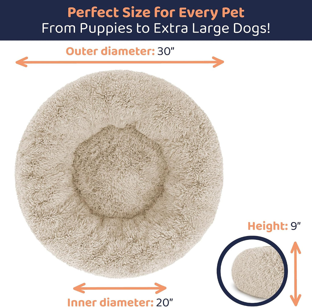 calming donut dog bed for small dogs, round, package contents