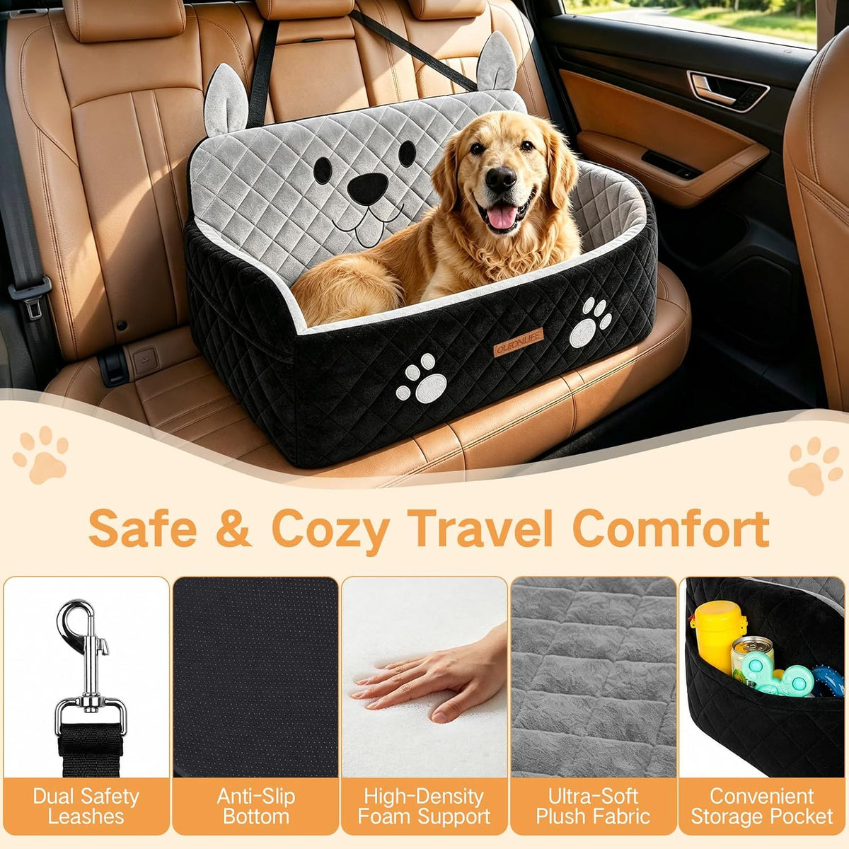 large dog car seat for dogs up to shown in use