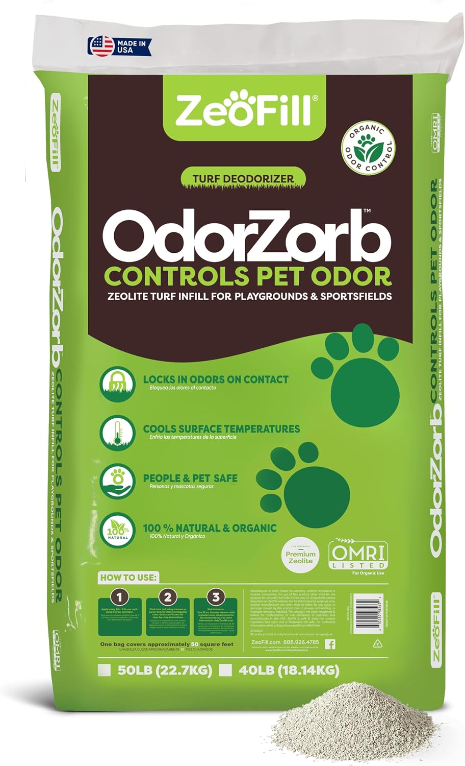 zeofill premium outdoor odor infill | 40 lb, main product view