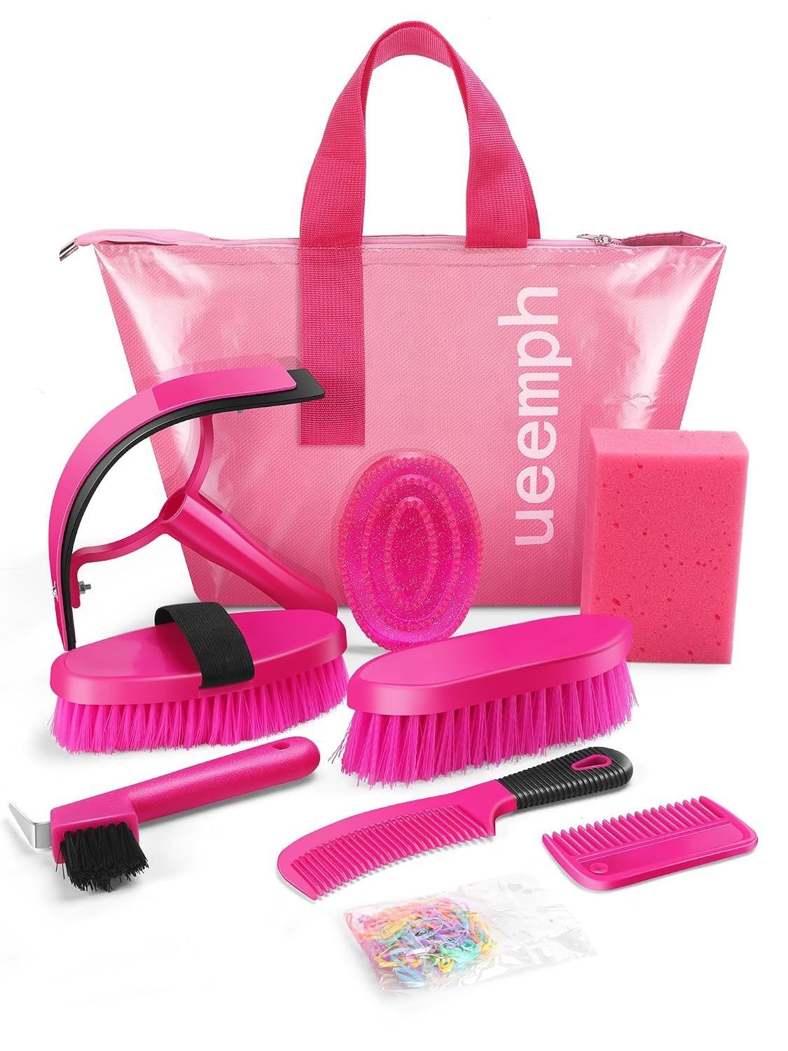 horse grooming kit, pink storage bag with 10, main product view