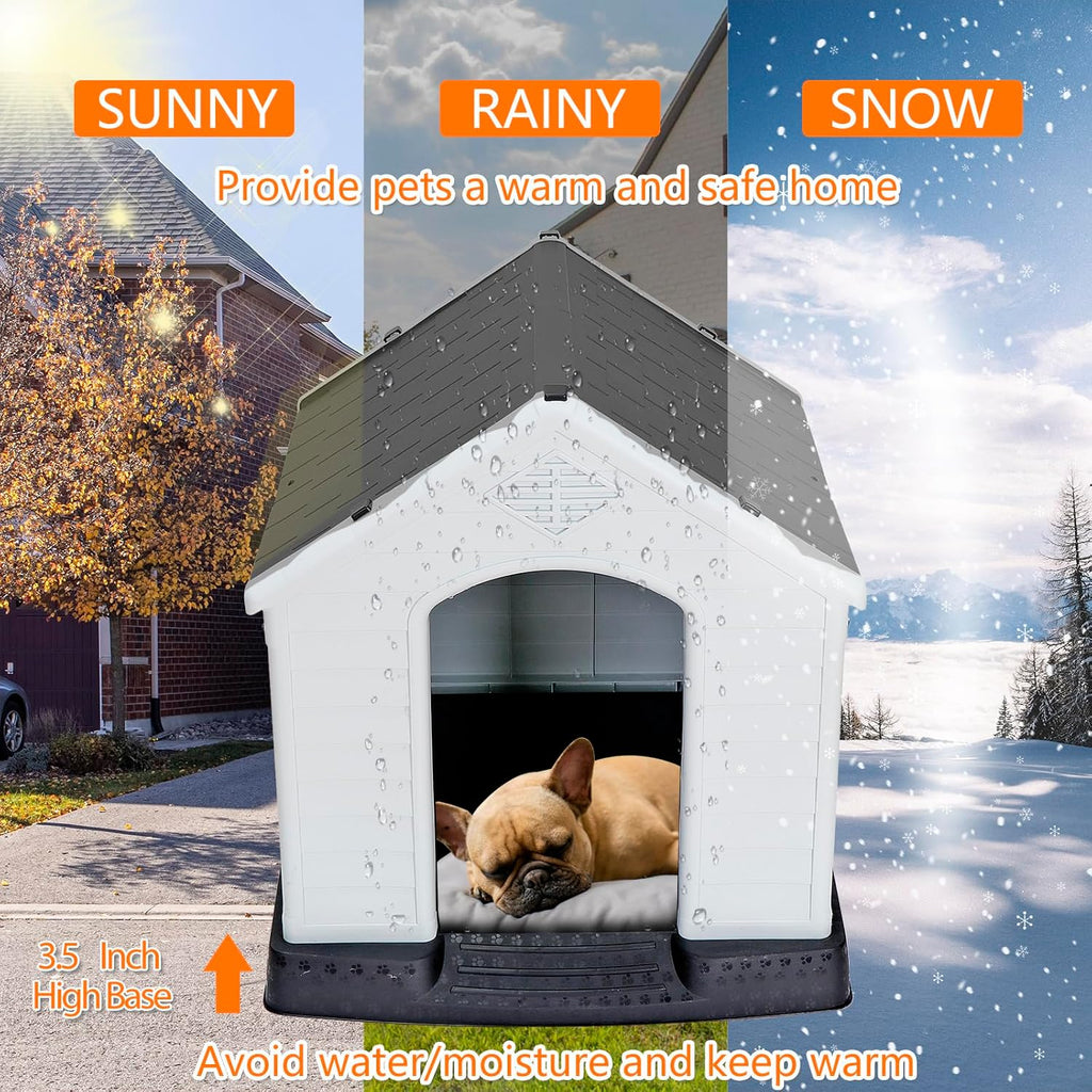 zeny plastic dog house - waterproof dog kennel shown in use