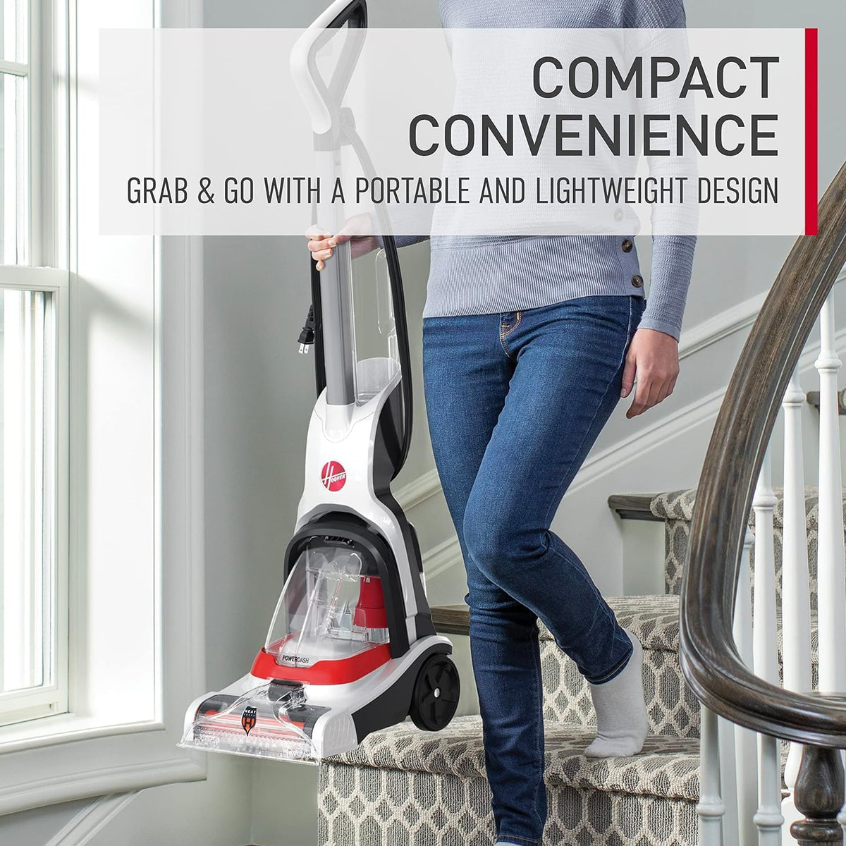 hoover powerdash pet+ compact carpet cleaner machine, fh50704v showing dimensions
