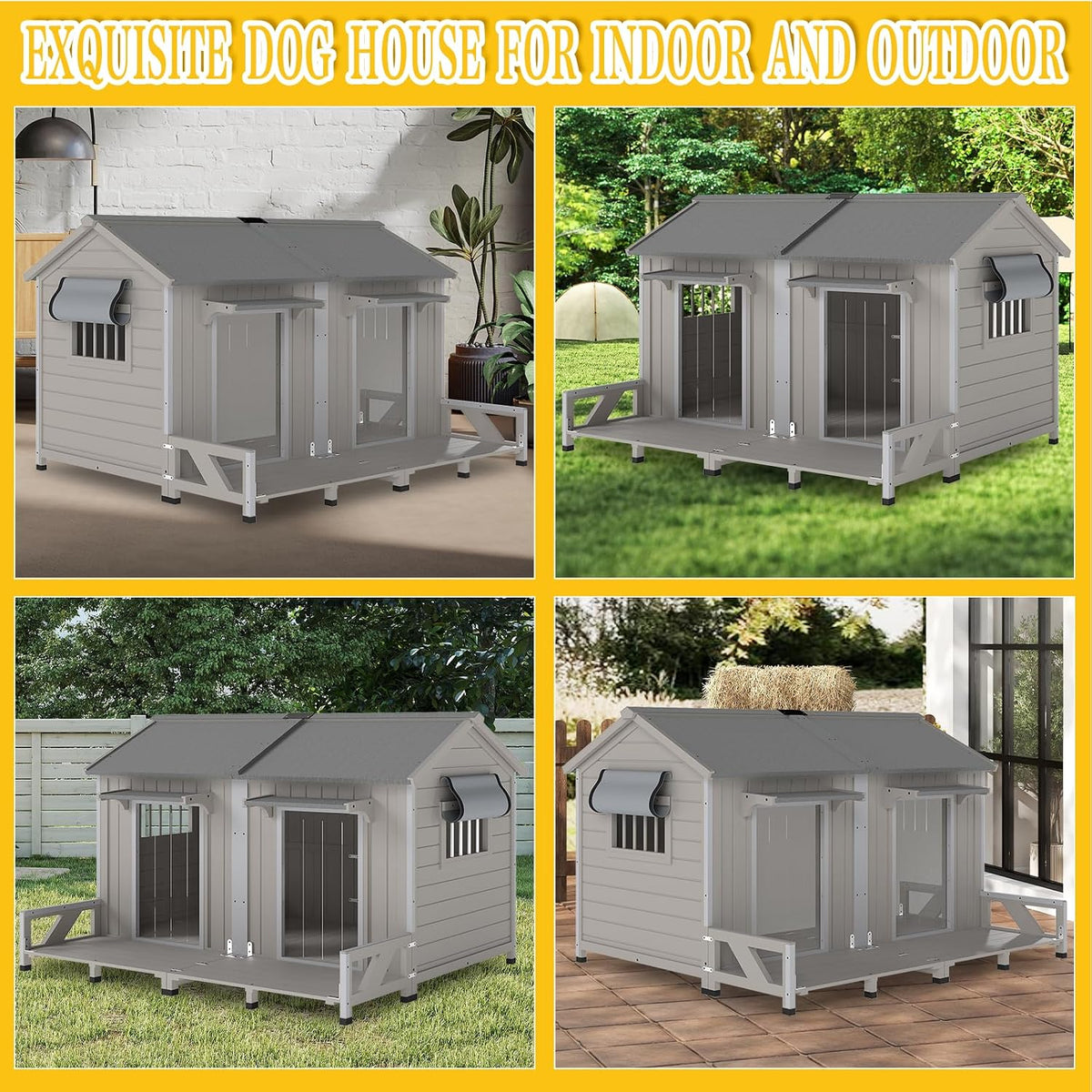 petscosset 59.4" l large dog house outdoor &, front angle view