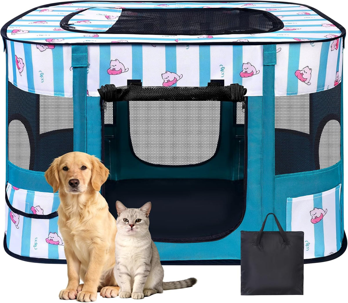 dog play pen indoors, pink crate, dog pen,portable, main product view