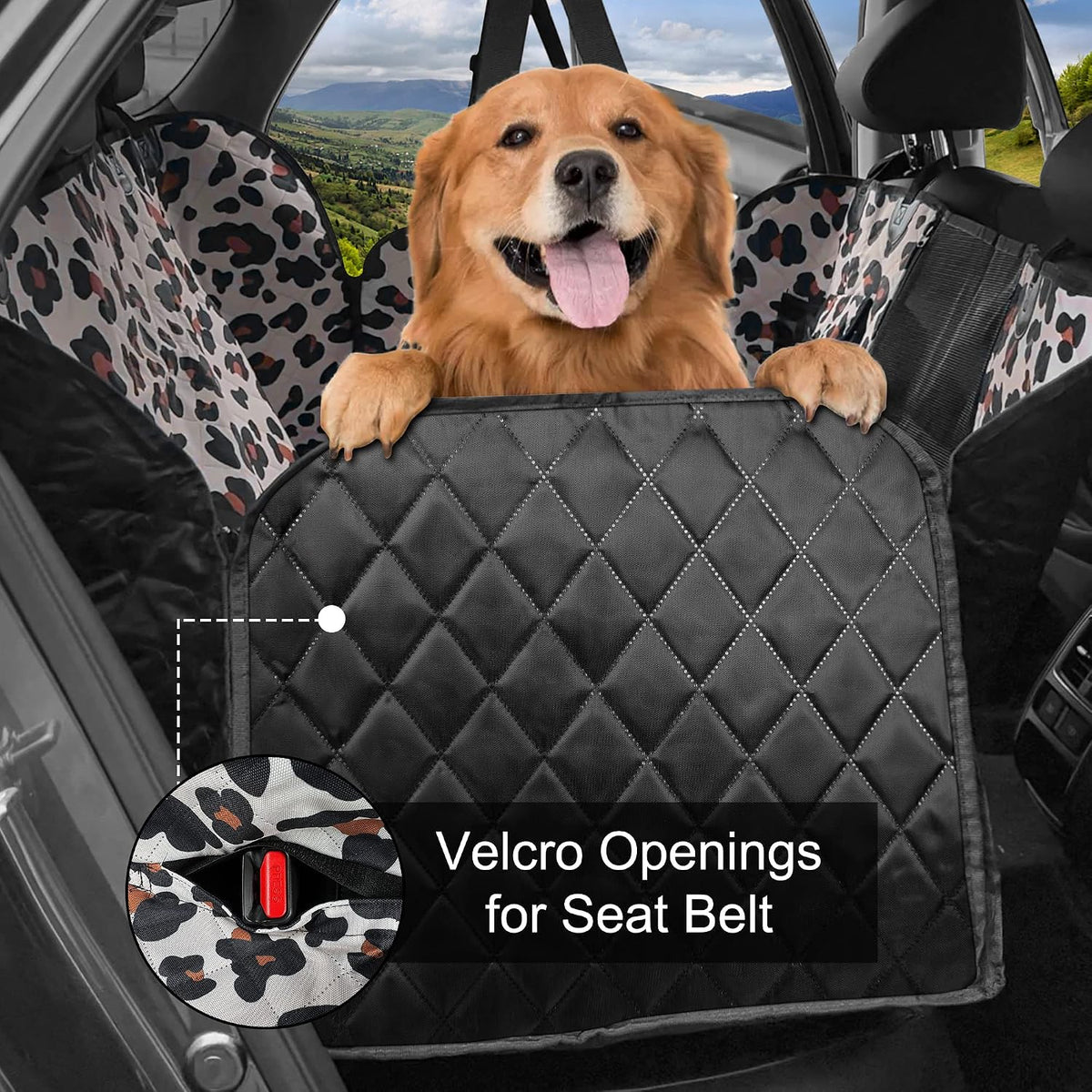 femuar dog car seat cover, waterproof nonslip pet shown in use