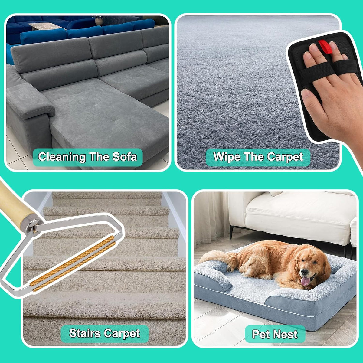 carpet rake for pet hair removal, reusable pet showing dimensions