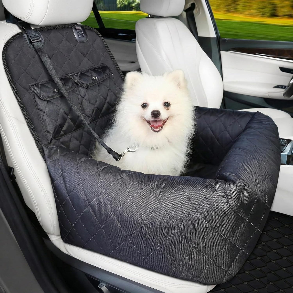 dog car seat for small & medium dogs shown in use