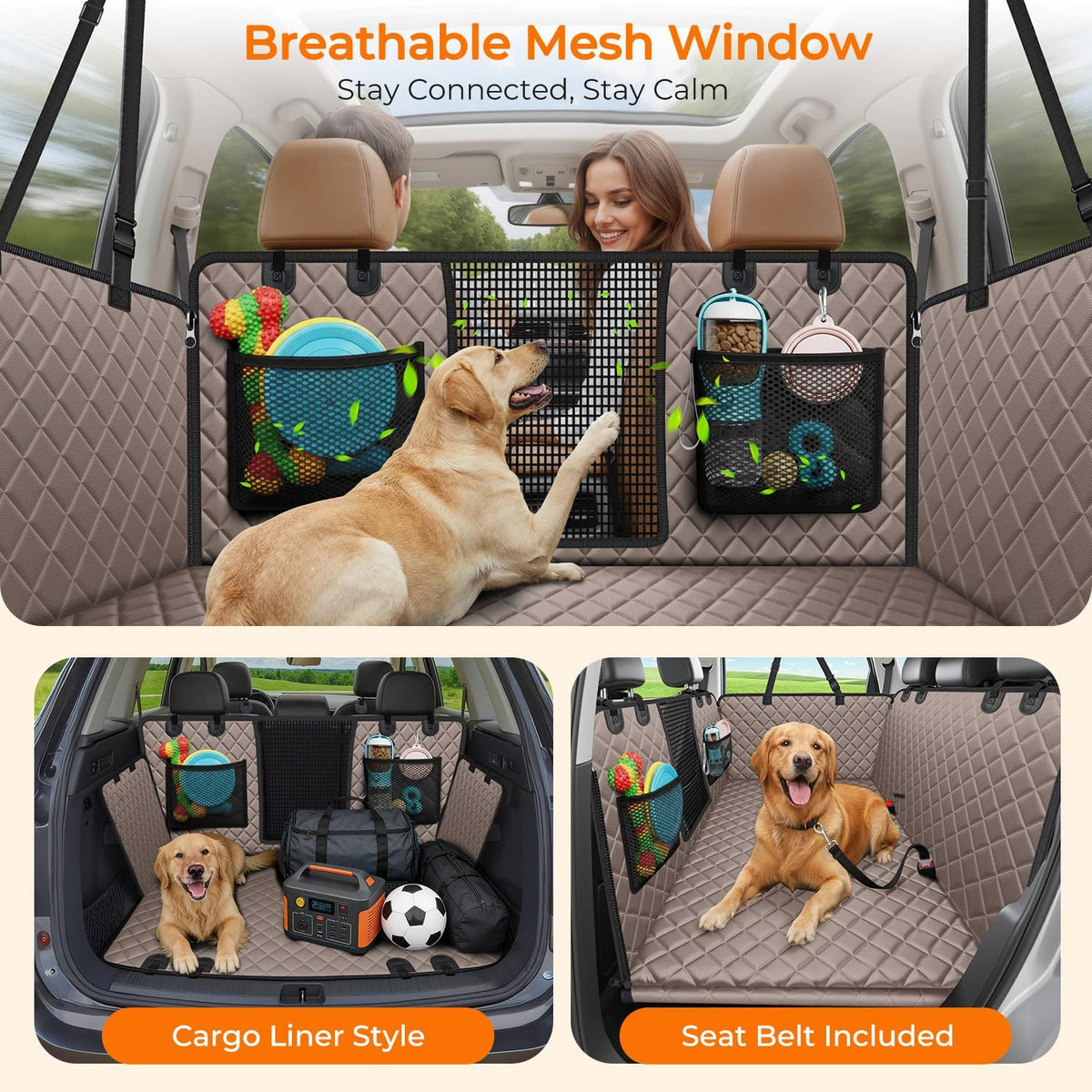 urpower back seat extender for dogs, large hard, close-up detail