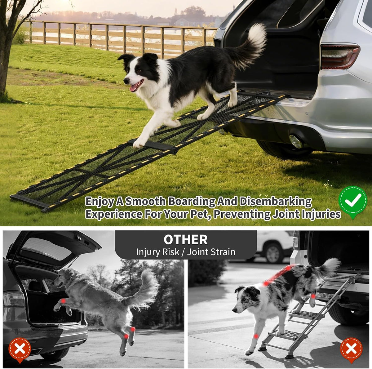 63'' l & 17'' w dog ramp for, close-up detail