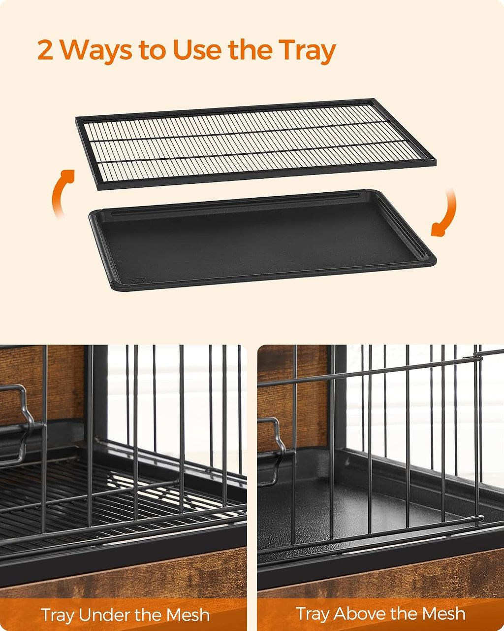 feandrea 27.2" dog crate furniture, indoor dog kennel showing dimensions