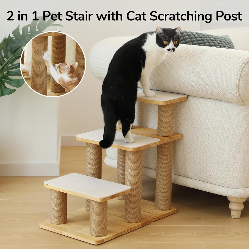 fukumaru dog stairs, solid wood pet stairs with shown in use