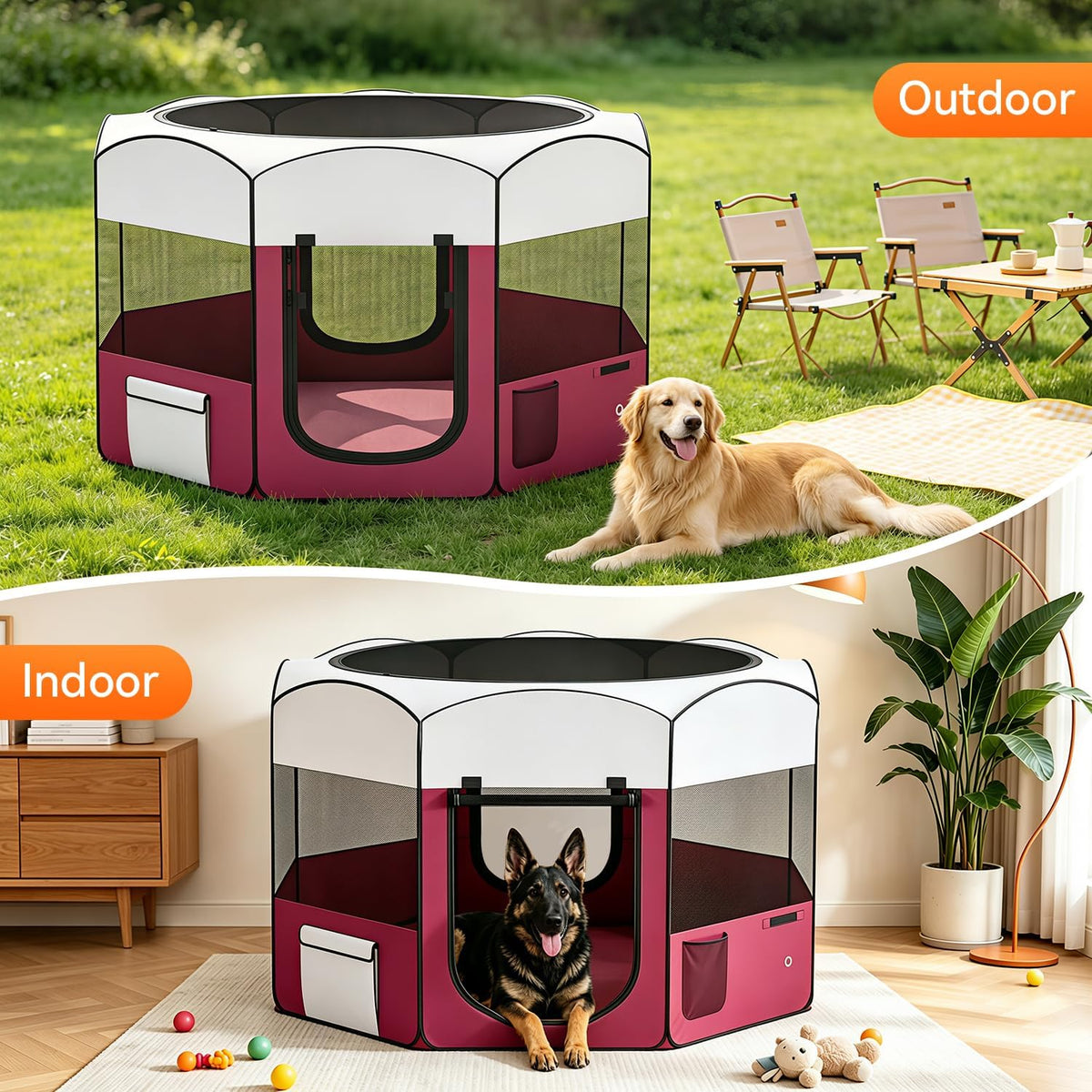 bestpet portable dog & cat playpen foldable enclosed shown in use