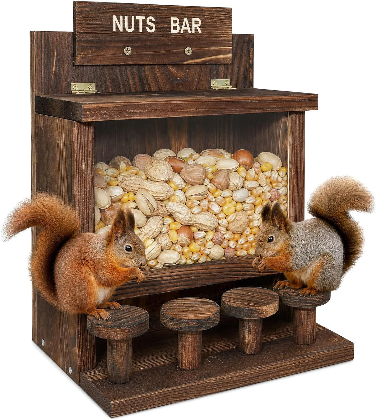 wooden squirrel feeder, squirrel bar feeder with 4, main product view