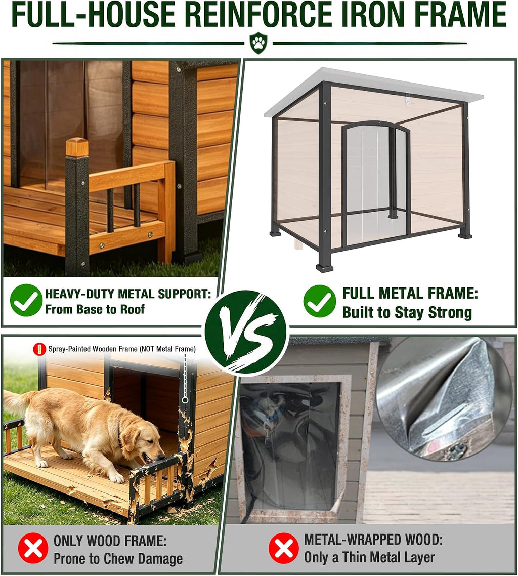 gutinneen large heated outdoor dog house with heating shown in use