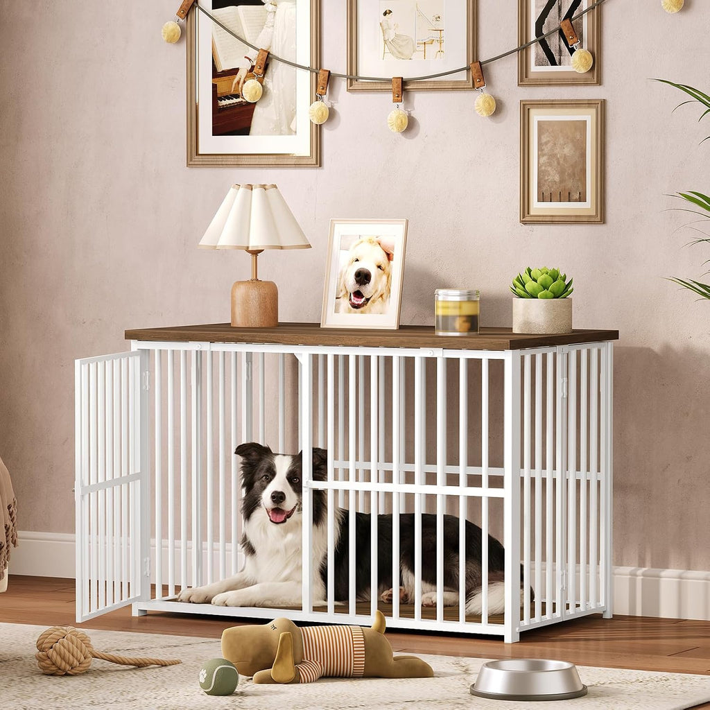 yatiney foldable dog crate furniture, 37.4" dog kennel, side view