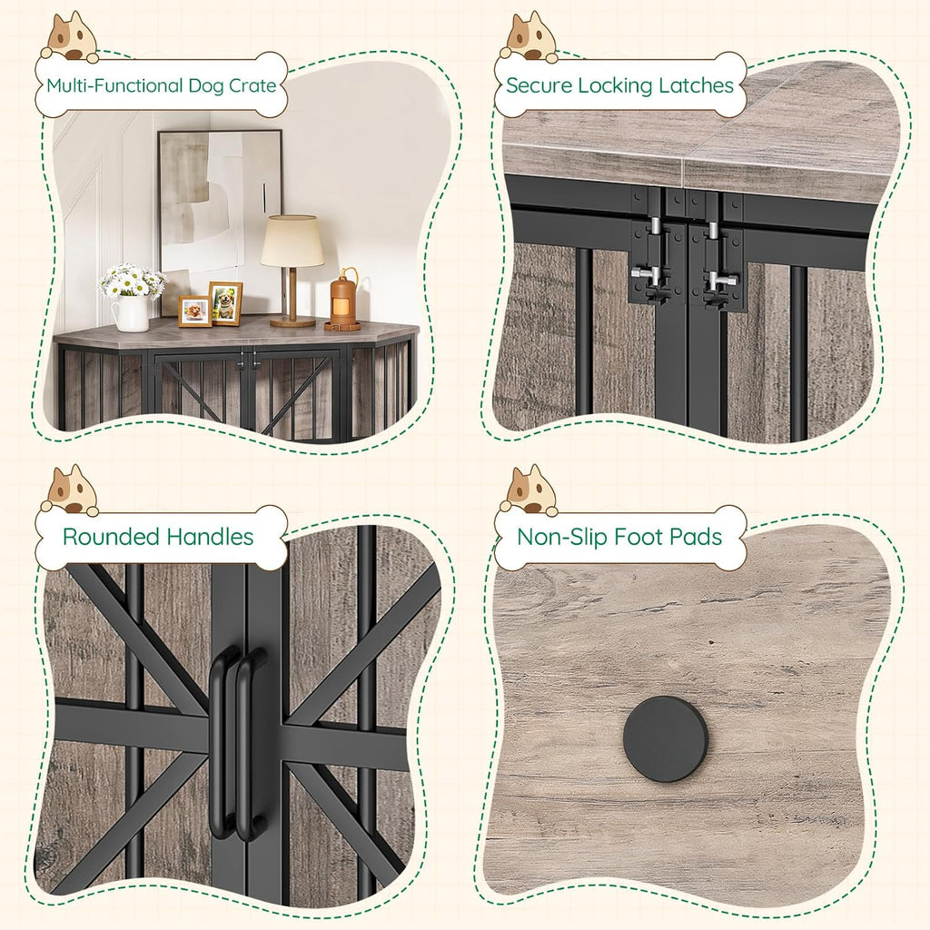 choezon 44" corner dog crate furniture for medium, close-up detail