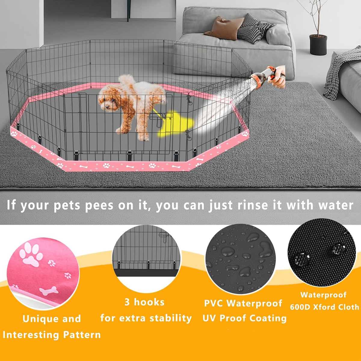 dog playpen bottom pad fits for 24 inch, close-up detail