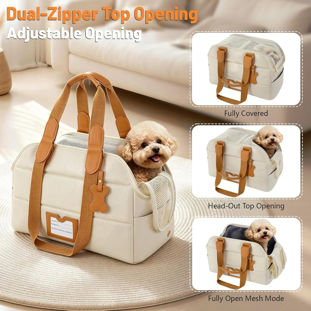 dog carrier purse for small dogs cat, vegan, close-up detail