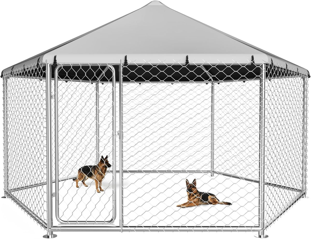 12.5x12.5 ft heavy duty outdoor dog kennel, galvanized, main product view