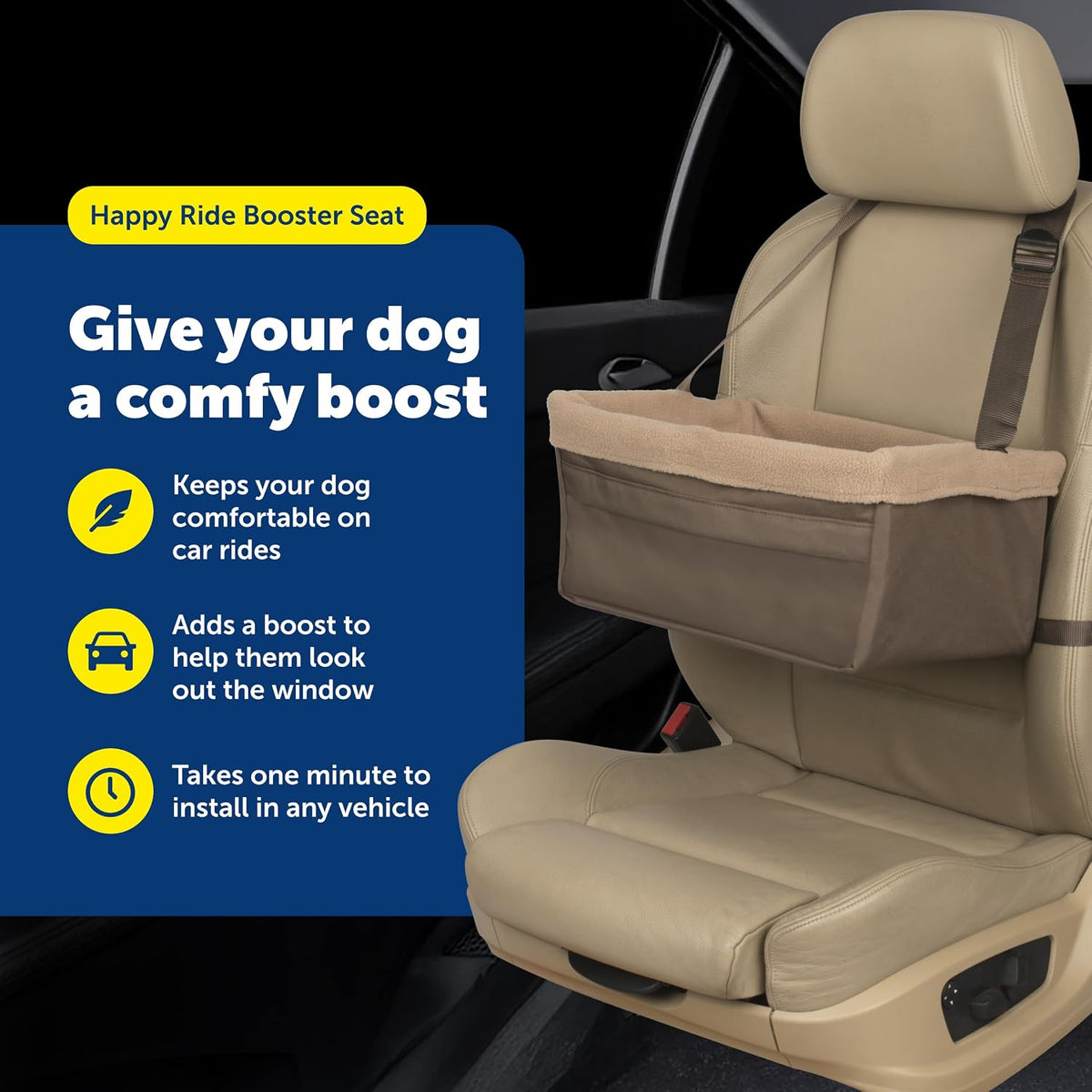 petsafe happy ride dog booster seat, brown, up, close-up detail