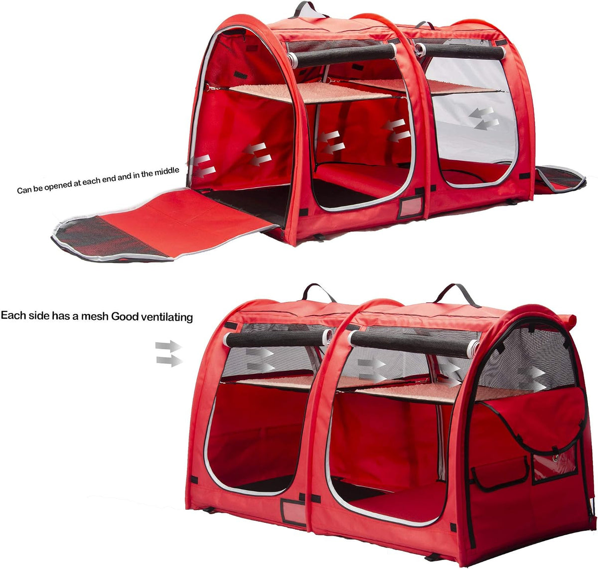 mispace portable twin compartment show house cat cage/condo, close-up detail
