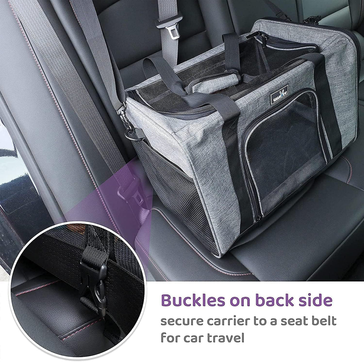 wakytu cat carrier soft for medium or large showing dimensions