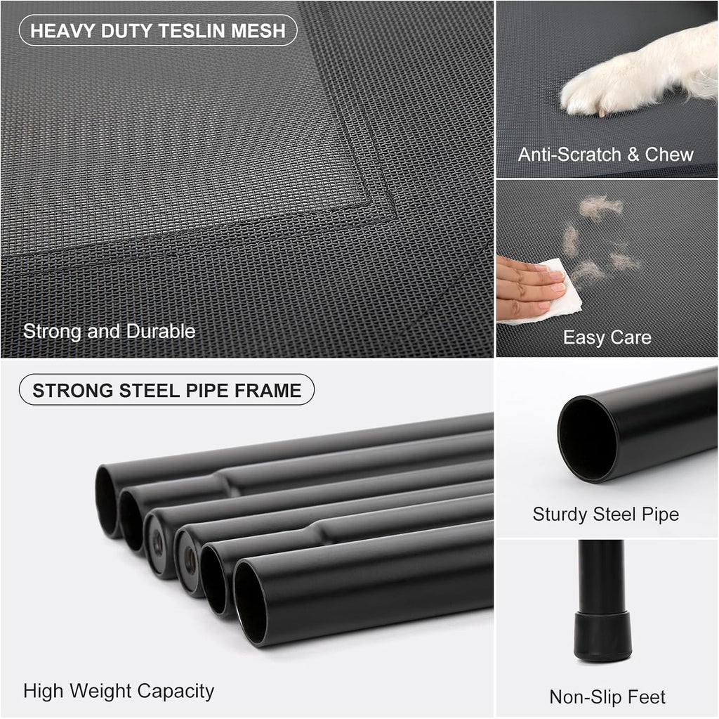 50" lx32 wx8 h cooling elevated dog bed, close-up detail