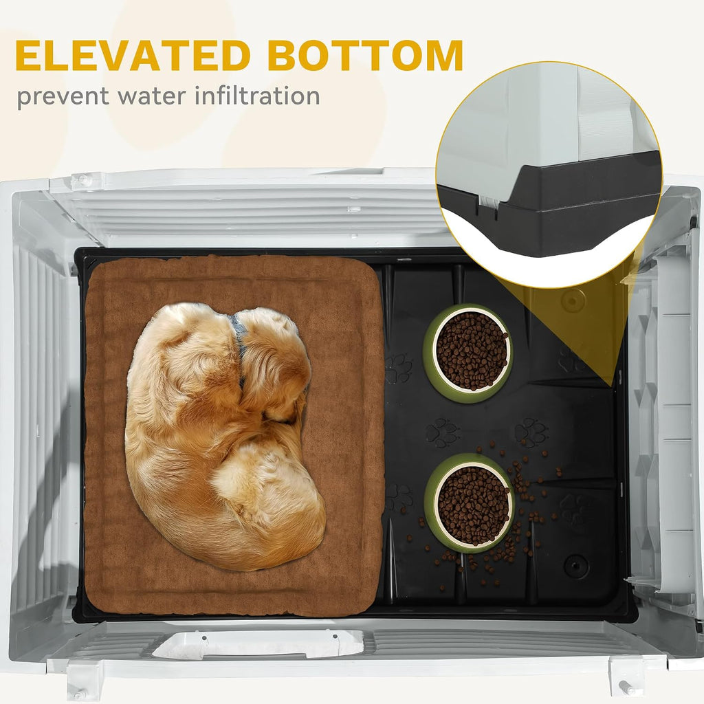 dwvo 2-door large dog house with elevated base, package contents