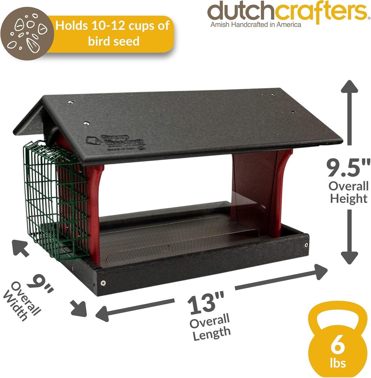 classic single suet poly bird feeder (gray & shown in use