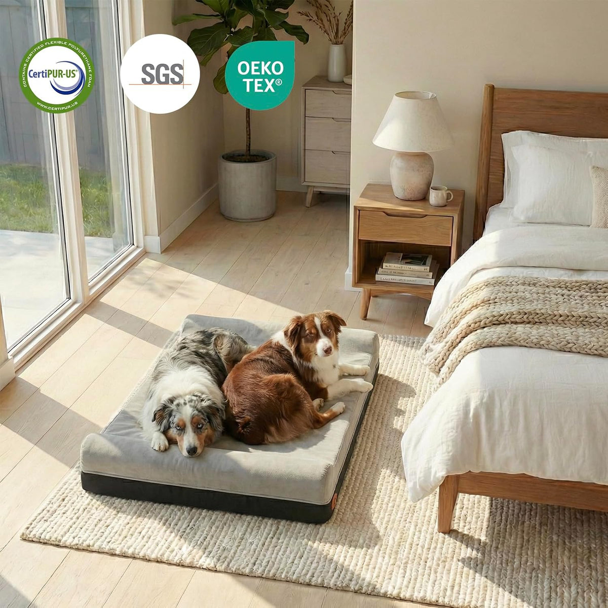 laifug orthopedic dog bed, slate grey 50''x36''x10'', memory on a desk or shelf