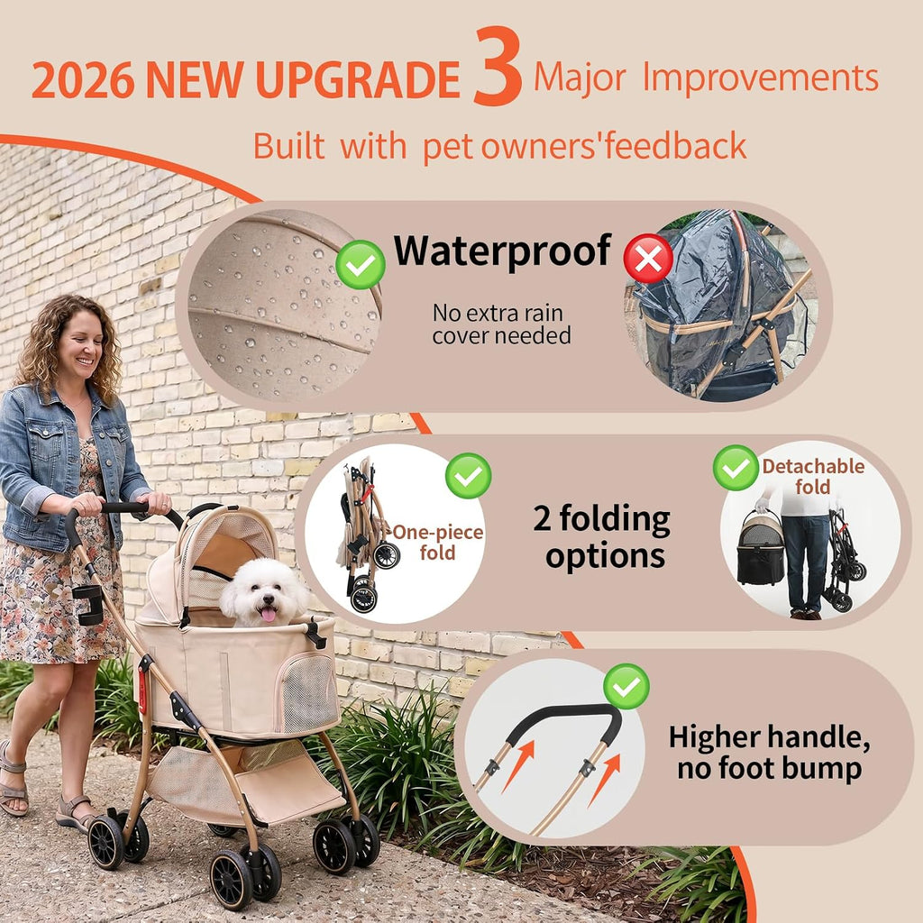 mila&louis dog stroller, 22" pet cradle for small, close-up detail