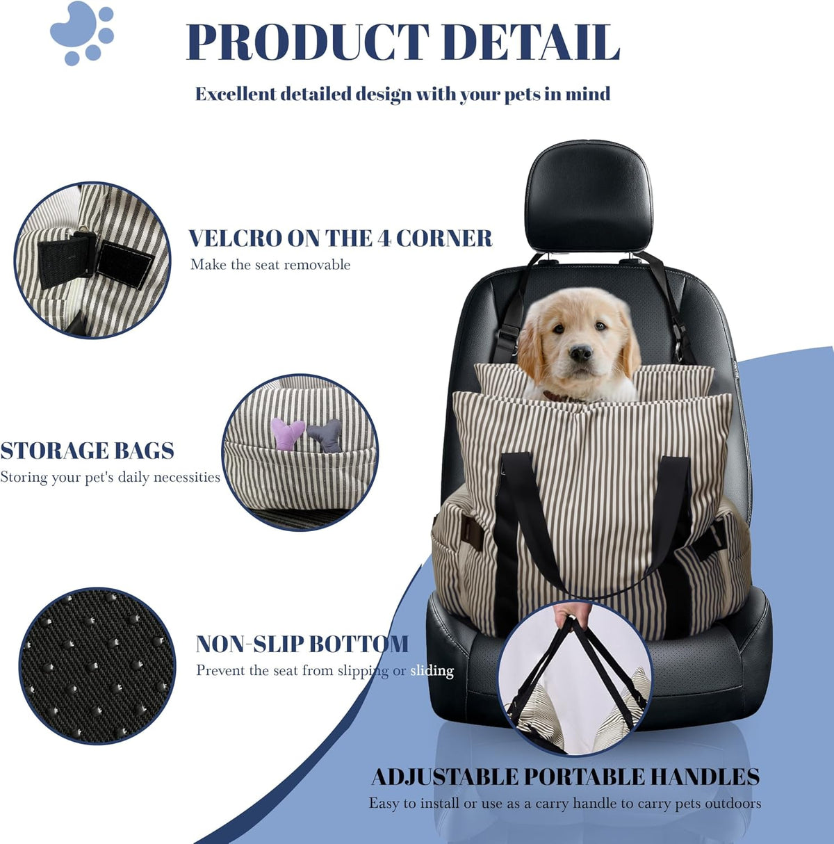 versatile dog booster car seat bed for small, side view