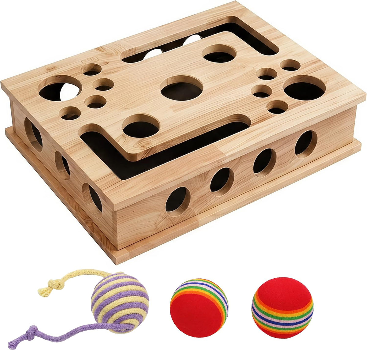 【large&thicken oak 】cat nail file scratcher puzzle box,high-density, main product view