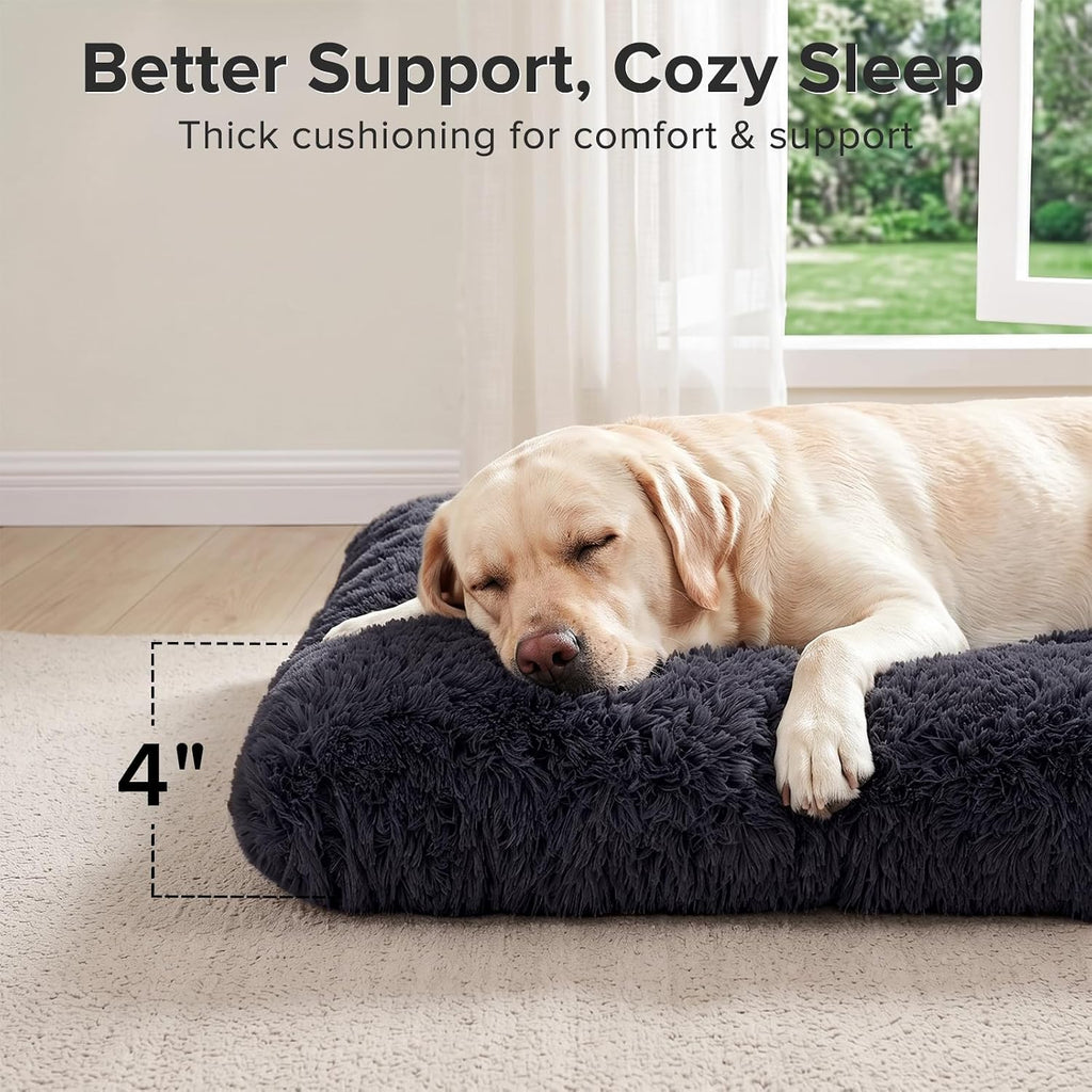 joejoy large dog bed crate pad, deluxe plush, close-up detail