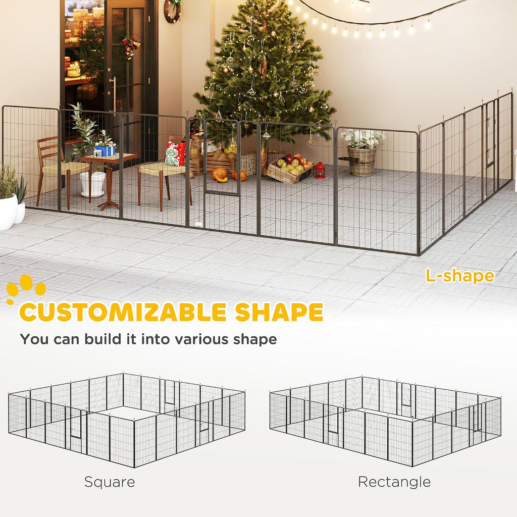 pawhut dog playpen with lockable door for large, close-up detail