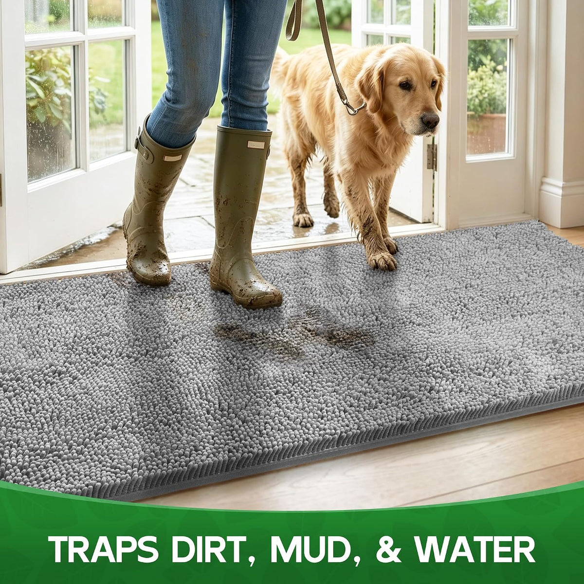 100pointone dog door mat for muddy paws 36"x120",ultra, side view
